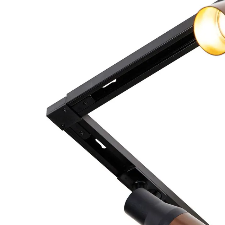 QAZQA Deckenstrahler|Aufbaustrahler*Modernes Schienensystem mit 5 Strahlern Schwarz mit Dunkelbronze 1-phasig - Iconic Kohua