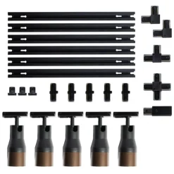 QAZQA Deckenstrahler|Aufbaustrahler*Modernes Schienensystem mit 5 Strahlern Schwarz mit Dunkelbronze 1-phasig - Iconic Kohua