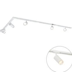 QAZQA Aufbaustrahler|Deckenstrahler*Modernes Schienensystem mit 5 Strahlern weiß 1-phasig - Iconic Jeana