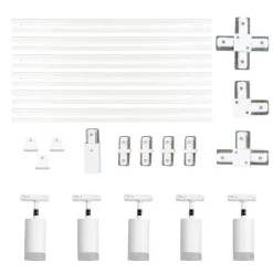 QAZQA Aufbaustrahler|Deckenstrahler*Modernes Schienensystem mit 5 Strahlern weiß 1-phasig - Iconic Jeana