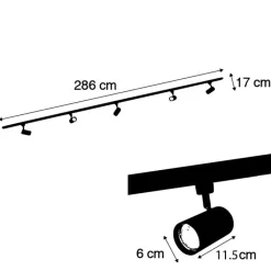 QAZQA Aufbaustrahler|Deckenstrahler*Modernes Schienensystem mit 5 Strahlern weiß 1-phasig - Iconic Jeana