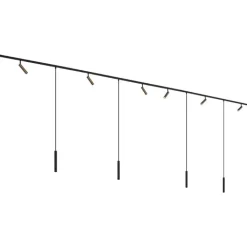 QAZQA Deckenstrahler|Aufbaustrahler*Modernes Schienensystem mit 6 Strahlern und 4 Pendelleuchten Dunkelbronze 1-phasig - Slimline Uzzy Keno