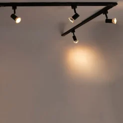 QAZQA Deckenstrahler|Aufbaustrahler*Modernes Schienensystem mit 5 Strahlern 1-phasig schwarz - Jeany