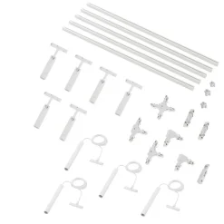 QAZQA Deckenstrahler|Aufbaustrahler*Modernes Schienensystem mit 6 Strahlern und 4 Pendelleuchten weiß 1-phasig - Slimline Uzzy Keno