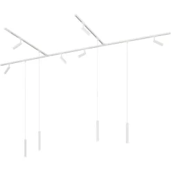QAZQA Deckenstrahler|Aufbaustrahler*Modernes Schienensystem mit 6 Strahlern und 4 Pendelleuchten weiß 1-phasig - Slimline Uzzy Keno