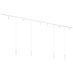 QAZQA Deckenstrahler|Aufbaustrahler*Modernes Schienensystem mit 6 Strahlern und 4 Pendelleuchten weiß 1-phasig - Slimline Uzzy Keno