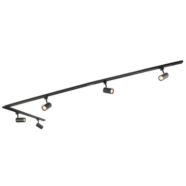 Kinder QAZQA Preisvorteil Auf Leuchtmittel|Smarte Glühbirnen*Modernes Schienensystem mit 5 Strahlern Schwarz 1-phasig - Iconic Jeana