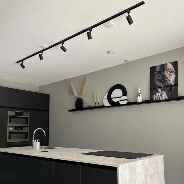 Kinder QAZQA Preisvorteil Auf Leuchtmittel|Smarte Glühbirnen*Modernes Schienensystem mit 5 Strahlern Schwarz 1-phasig - Iconic Jeana