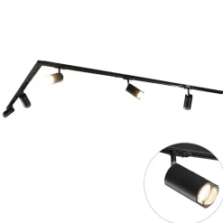 QAZQA Deckenstrahler|Aufbaustrahler*Modernes Schienensystem mit 5 schwarzen Rauchglas-Strahlern 1-phasig - Iconic Jeana