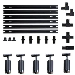 QAZQA Deckenstrahler|Aufbaustrahler*Modernes Schienensystem mit 5 schwarzen Rauchglas-Strahlern 1-phasig - Iconic Jeana