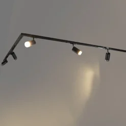 QAZQA Deckenstrahler|Aufbaustrahler*Modernes Schienensystem mit 5 schwarzen Rauchglas-Strahlern 1-phasig - Iconic Jeana