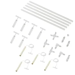 QAZQA Deckenstrahler|Aufbaustrahler*Modernes Schienensystem mit 6 Strahlern und 4 Pendelleuchten Beige und Weiß 1-phasig - Slimline Uzzy Keno