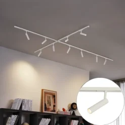 QAZQA Deckenstrahler|Aufbaustrahler*Modernes Schienensystem mit 10 Strahlern weiß 1-phasig - Slimline Uzzy