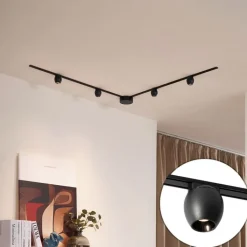 QAZQA Led-Strahler|Deckenstrahler*Modernes Schienensystem mit 4 schwarzen Strahlern 1-phasig - Magnetic Zagaye