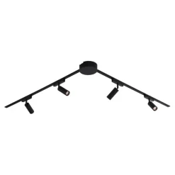 QAZQA Led-Strahler|Deckenstrahler*Modernes Schienensystem mit 4 schwarzen Strahlern 1-phasig - Magnetic Samson