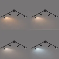 QAZQA Led-Strahler|Deckenstrahler*Modernes Schienensystem mit 4 schwarzen Strahlern 1-phasig - Magnetic Samson