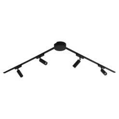 QAZQA Led-Strahler|Deckenstrahler*Modernes Schienensystem mit 4 schwarzen Strahlern 1-phasig - Magnetic Samson