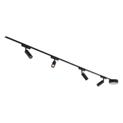 QAZQA Led-Strahler|Deckenstrahler*Modernes Schienensystem mit 4 schwarzen Strahlern 1-phasig - Magnetic Samson