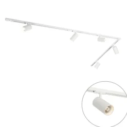 QAZQA Schlafzimmerlampen|Küchenlampen*Modernes Schienensystem mit 5 weißen Strahlern 1-phasig GU10 70mm - Iconic Jeana Luxe