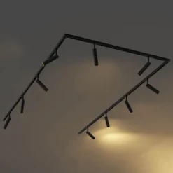 QAZQA Deckenstrahler|Aufbaustrahler*Modernes Schienensystem mit 10 schwarzen Strahlern 1-phasig - Slimline Uzzy