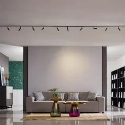 QAZQA Deckenstrahler|Aufbaustrahler*Modernes Schienensystem mit 10 schwarzen Strahlern 1-phasig - Slimline Uzzy