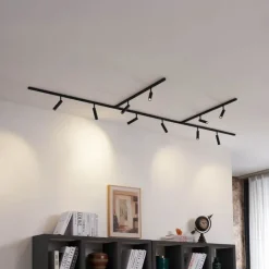 QAZQA Deckenstrahler|Aufbaustrahler*Modernes Schienensystem mit 10 schwarzen Strahlern 1-phasig - Slimline Uzzy