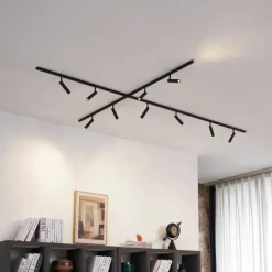 QAZQA Deckenstrahler|Aufbaustrahler*Modernes Schienensystem mit 10 schwarzen Strahlern 1-phasig - Slimline Uzzy