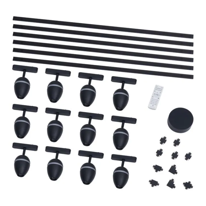 QAZQA Led-Strahler|Deckenstrahler*Modernes Schienensystem mit 12 schwarzen Strahlern 1-phasig - Magnetic Eggy