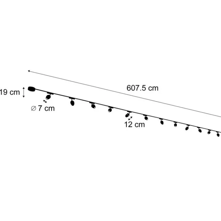 QAZQA Led-Strahler|Deckenstrahler*Modernes Schienensystem mit 12 schwarzen Strahlern 1-phasig - Magnetic Eggy