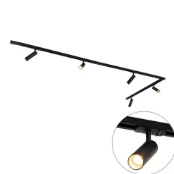 QAZQA Schlafzimmerlampen|Küchenlampen*Modernes Schienensystem mit 5 Strahlern Schwarz 1-Phasen GU10 35mm - Iconic Jeana Luxe