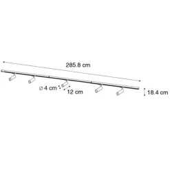 QAZQA Schlafzimmerlampen|Küchenlampen*Modernes Schienensystem mit 5 Strahlern Schwarz 1-Phasen GU10 35mm - Iconic Jeana Luxe