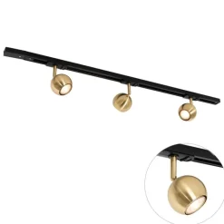 QAZQA Deckenstrahler|Aufbaustrahler*Modernes Schienensystem mit 3 Strahlern Gold 1-phasig - Iconic Gissi
