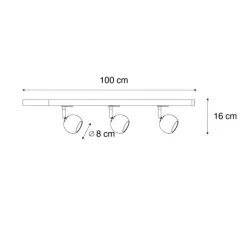 QAZQA Deckenstrahler|Aufbaustrahler*Modernes Schienensystem mit 3 Strahlern Gold 1-phasig - Iconic Gissi