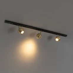 QAZQA Deckenstrahler|Aufbaustrahler*Modernes Schienensystem mit 3 Strahlern Gold 1-phasig - Iconic Gissi