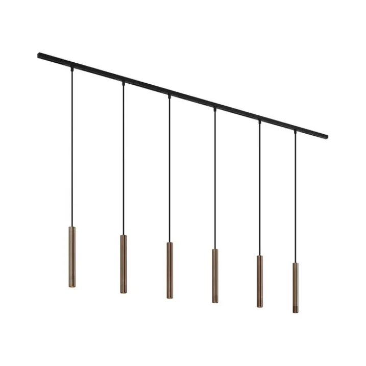 QAZQA Deckenstrahler|Aufbaustrahler*Modernes Schienensystem mit 6 Pendelleuchten Bronze 1-phasig - Slimline Keno