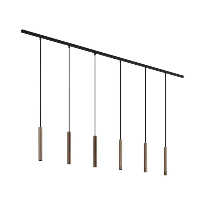 QAZQA Deckenstrahler|Aufbaustrahler*Modernes Schienensystem mit 6 Pendelleuchten Bronze 1-phasig - Slimline Keno