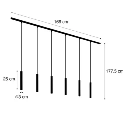 QAZQA Deckenstrahler|Aufbaustrahler*Modernes Schienensystem mit 6 Pendelleuchten Bronze 1-phasig - Slimline Keno