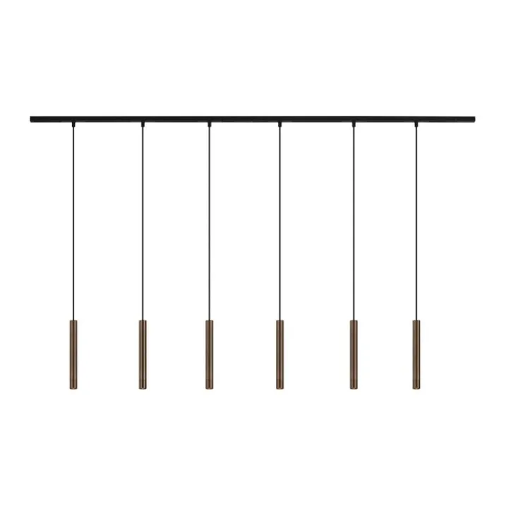 QAZQA Deckenstrahler|Aufbaustrahler*Modernes Schienensystem mit 6 Pendelleuchten Bronze 1-phasig - Slimline Keno