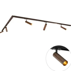 QAZQA Deckenstrahler|Aufbaustrahler*Modernes Schienensystem mit 5 Strahlern Dunkelbronze 1-phasig GU10 35mm - Iconic Jeana Luxe