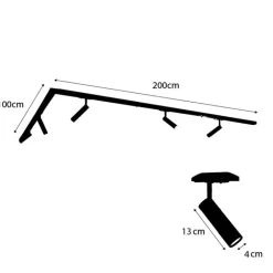 QAZQA Deckenstrahler|Aufbaustrahler*Modernes Schienensystem mit 5 Strahlern Dunkelbronze 1-phasig GU10 35mm - Iconic Jeana Luxe