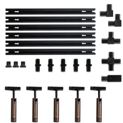 QAZQA Deckenstrahler|Aufbaustrahler*Modernes Schienensystem mit 5 Strahlern Dunkelbronze 1-phasig GU10 35mm - Iconic Jeana Luxe