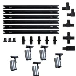 QAZQA Schlafzimmerlampen|Küchenlampen*Modernes Schienensystem mit 5 Spots in Gunmetal, 1-phasig - Iconic Jeana