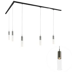 QAZQA Deckenstrahler|Aufbaustrahler*Modernes Schienensystem mit 5 Gunmetal-Pendelleuchten 1-phasig - Iconic Lloyd
