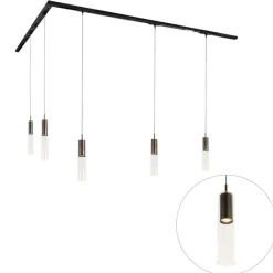 QAZQA Deckenstrahler|Aufbaustrahler*Modernes Schienensystem mit 5 Pendelleuchten Dunkelbronze 1-phasig - Iconic Lloyd