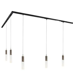 QAZQA Deckenstrahler|Aufbaustrahler*Modernes Schienensystem mit 5 Pendelleuchten Dunkelbronze 1-phasig - Iconic Lloyd