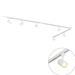 QAZQA Schlafzimmerlampen|Küchenlampen*Modernes Schienensystem mit 6 weißen Strahlern 1-phasig 300cm - Iconic Jeana
