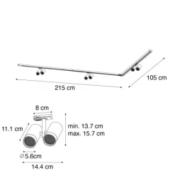 QAZQA Deckenstrahler|Aufbaustrahler*Modernes Schienensystem mit 3 Strahlern Weiß 1-phasig - Iconic Scopio
