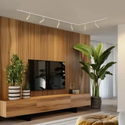 QAZQA Deckenstrahler|Aufbaustrahler*Modernes Schienensystem mit 6 Strahlern Beige und Weiß 1-phasig - Slimline Uzzy