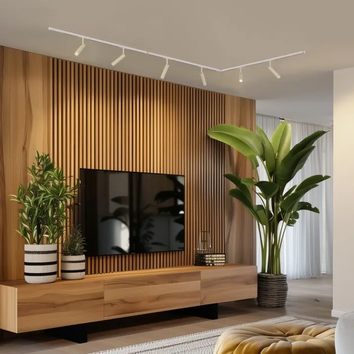 QAZQA Deckenstrahler|Aufbaustrahler*Modernes Schienensystem mit 6 Strahlern Beige und Weiß 1-phasig - Slimline Uzzy