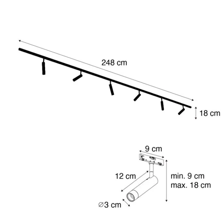 QAZQA Deckenstrahler|Aufbaustrahler*Modernes Schienensystem mit 6 Strahlern Beige und Weiß 1-phasig - Slimline Uzzy